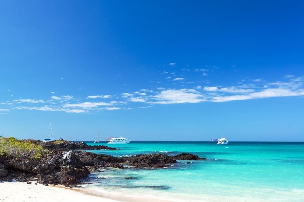 las bachas beach santa cruz island galapagos las bachas beach on santa cruz island, with boats