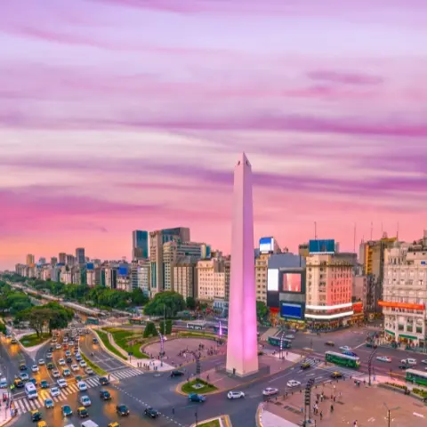 Buenos-Aires-Argentina-night Rebecca Adventure Travel Buenos aires City skyline with iconic obelisk